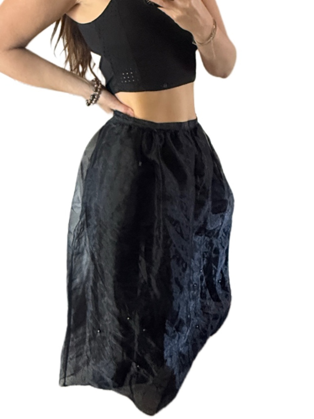 Vintage PROM urban works Evening wear long  mBlack A-line Maxi Skirt  sz large